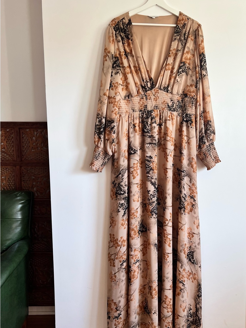 Baltic Born Olivia Chiffon 3X Floral Maxi Dress in Tan/Camel